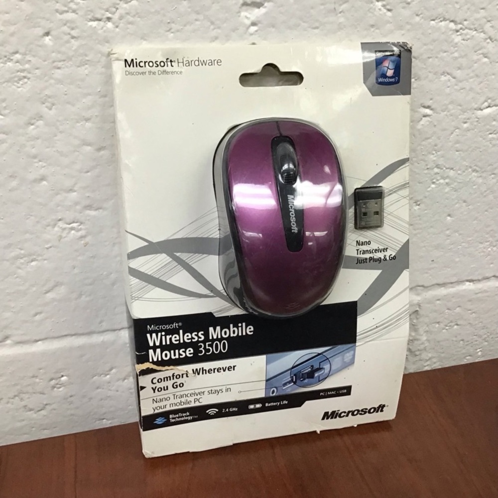 Vintage Sealed Microsoft 3500 Wireless Mouse Purple